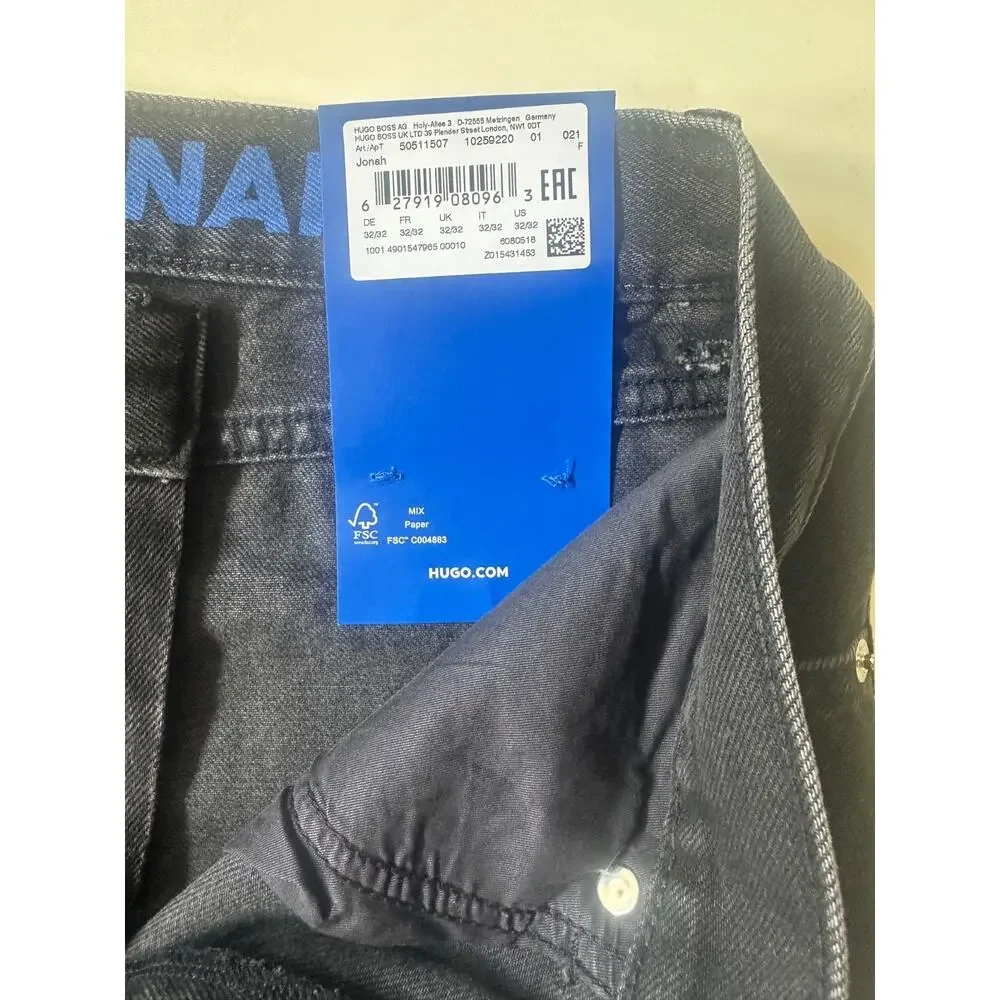HUGO Boss Jonah Straight Button Fly Jeans Men's 32 x 32 Black Denim NWT